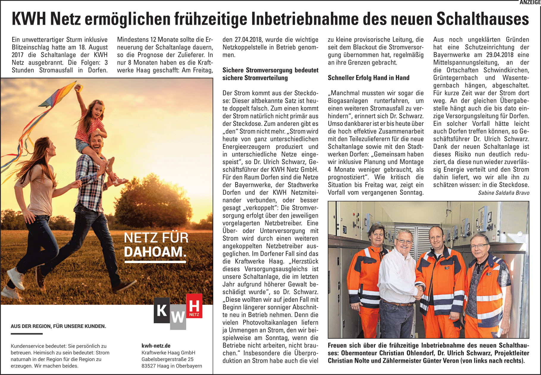 Neue Schaltanlage fertiggestellt